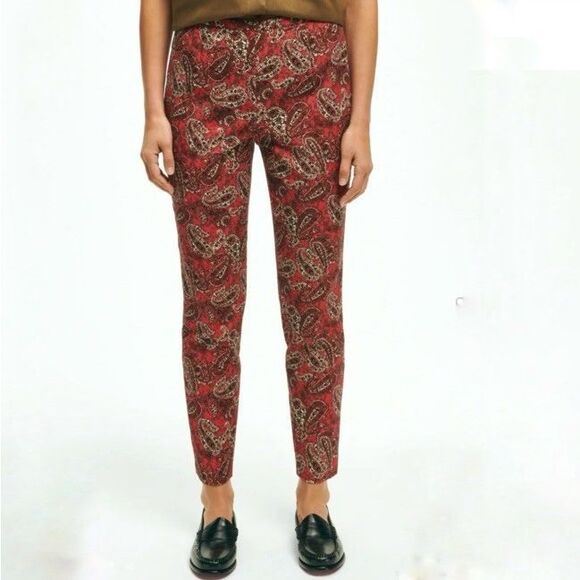 Brooks Brothers Paisley Slim Side-Zip Pants Size 8 New - Picture 1 of 5